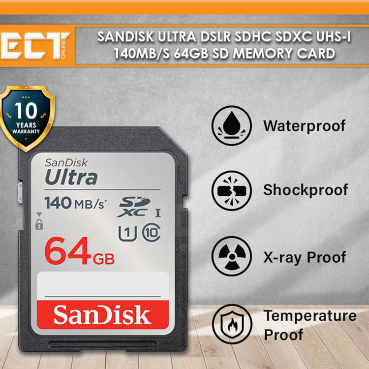 کارت حافظه SDXC سن دیسک مدل Ultra کلاس 10 استاندارد UHS-I U1 سرعت 100MBps ظرفیت 64 گیگابایت