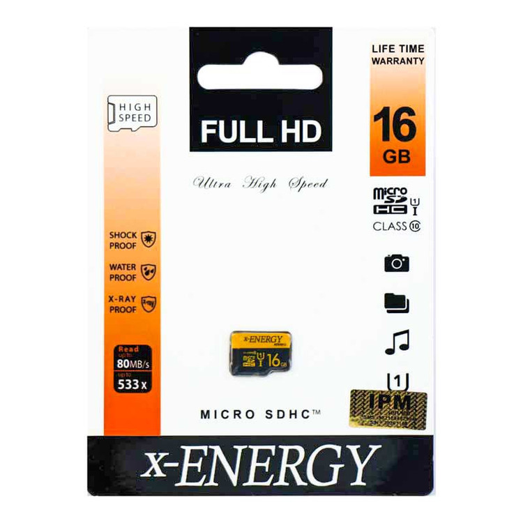 کارت حافظه microSDHC ایکس انرژی مدل IPM کلاس 10 استاندارد U3 سرعت 80MBps ظرفیت 16 گیگابایت