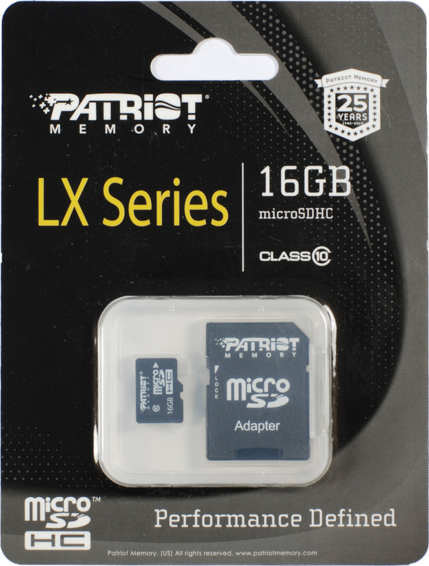 کارت حافظه microSDHC پتریوت مدل LX استاندارد UHS-I U1 کلاس 10 همراه با آداپتور SD ظرفیت 16 گیگابایت