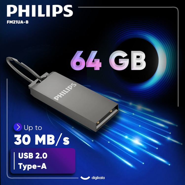 فلش مموری فیلیپس مدل FM21UA-B ظرفیت 64 گیگابایت با رابط USB 2.0