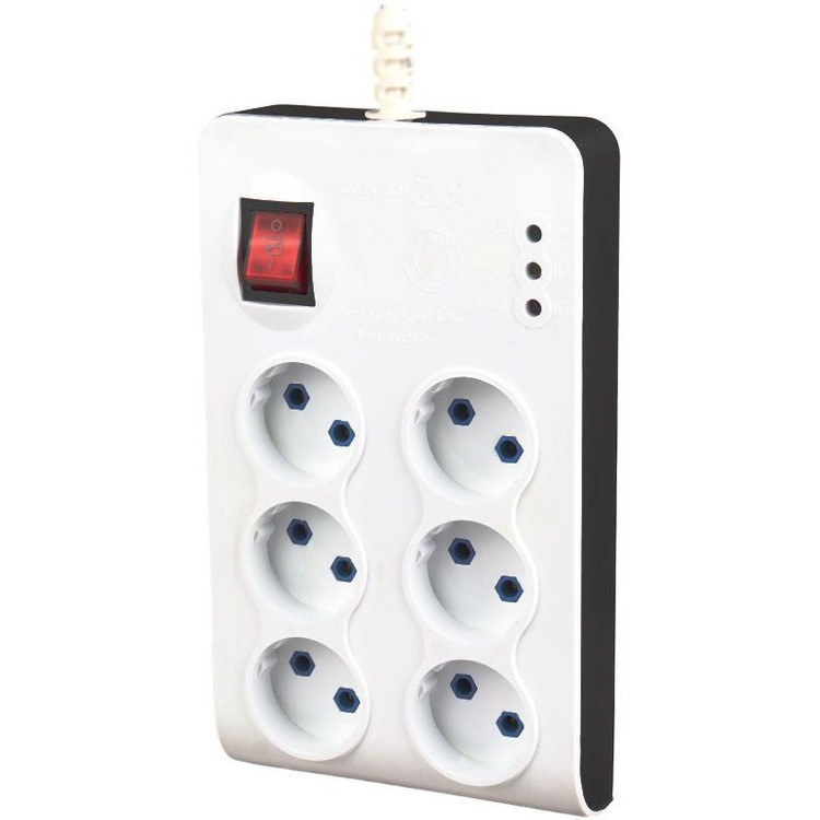 محافظ برق صوتی و تصویری 6 خانه برج الکترونیک با کابل 1.8 متری Parsa 95525