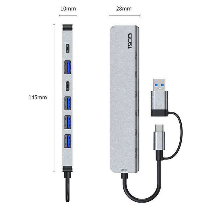 هاب USB هفت پورت تسکو تایپ سی مدل THU 1148