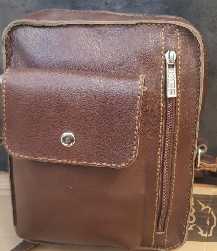 کیف دوشی چرم طبیعی دست دوز بهمراه بند