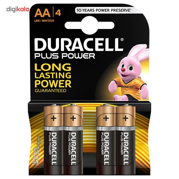 باتری قلمی دوراسل مدل Plus Power بسته 4 عددی سایز AA قلمی