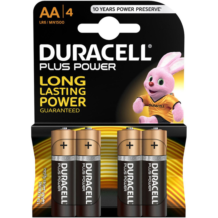 باتری قلمی دوراسل مدل Plus Power بسته 4 عددی سایز AA قلمی
