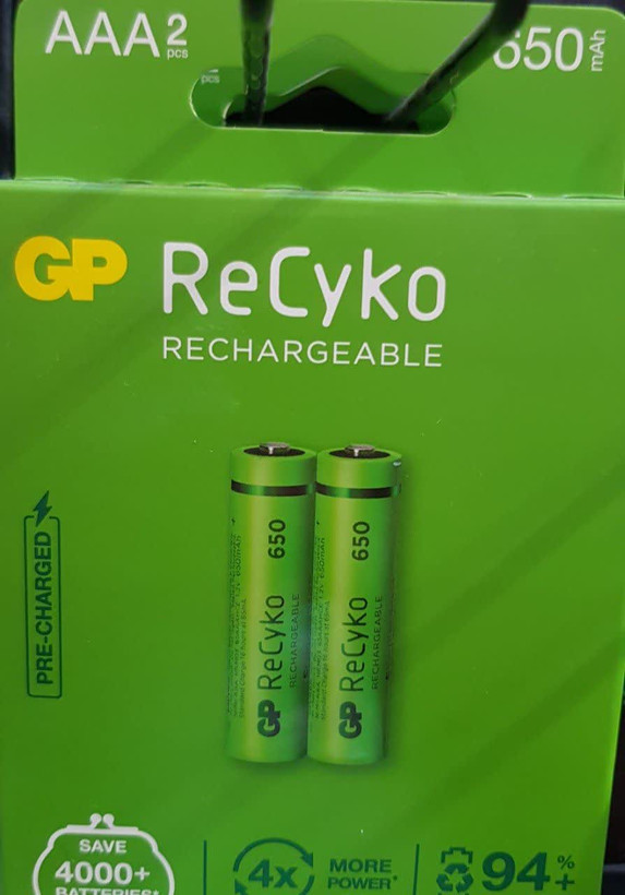 باتری نیم قلمی جی پی مدل ReCyko Plus 650 بسته ۲ عددی قابل شارژ