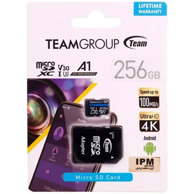 رم میکرو 256 گیگ تیم گروپ TeamGroup Elite A1 V30 U3 C10 100MB/s + خشاب