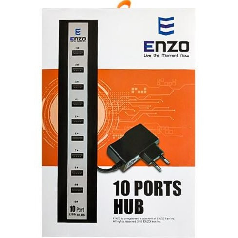 نقص محصول : هاب USB انزو مدل UH-10A با ۱۰ پورت و آداپتور (3تا از پورت ها کار می کند )