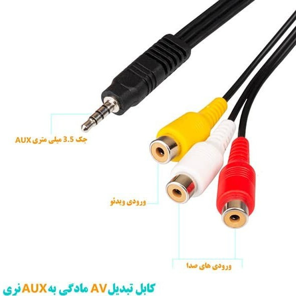 کابل AUX به ۳ مادگی AV طول ۱۵ سانتیمتر