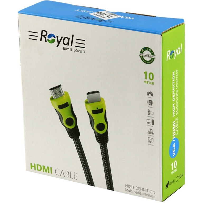 کابل HDMI رویال مدل HDTV10 طول ۱۰ متر
