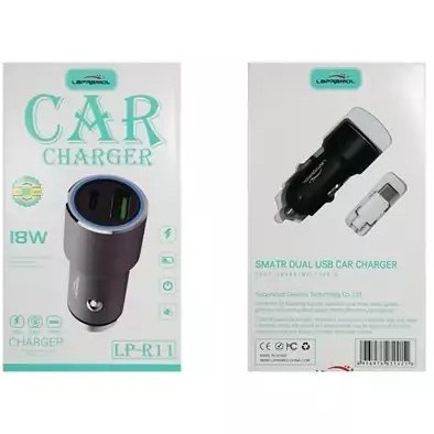 شارژر فندکی 18 وات فست شارژ با کابل USB به Type-C برند LAPRAMOL مدل LP-R11 (پک قدیمی آف خورده)