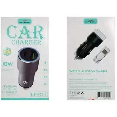 شارژر فندکی 18 وات فست شارژ با کابل USB به Type-C برند LAPRAMOL مدل LP-R11 (پک قدیمی آف خورده)