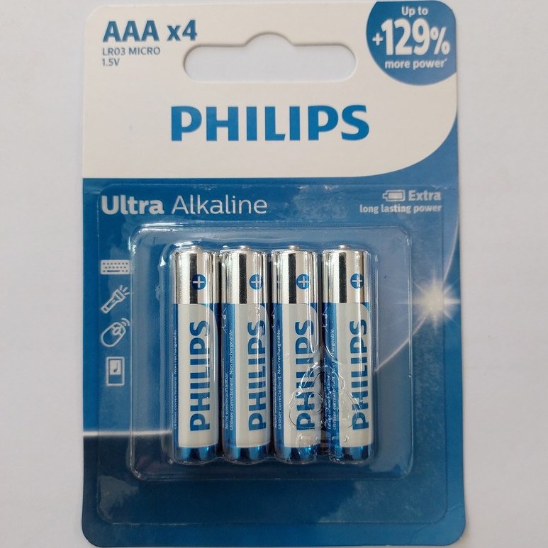 باتری نیم قلمی فیلیپس مدل Ultra Alkaline بسته چهار عددی