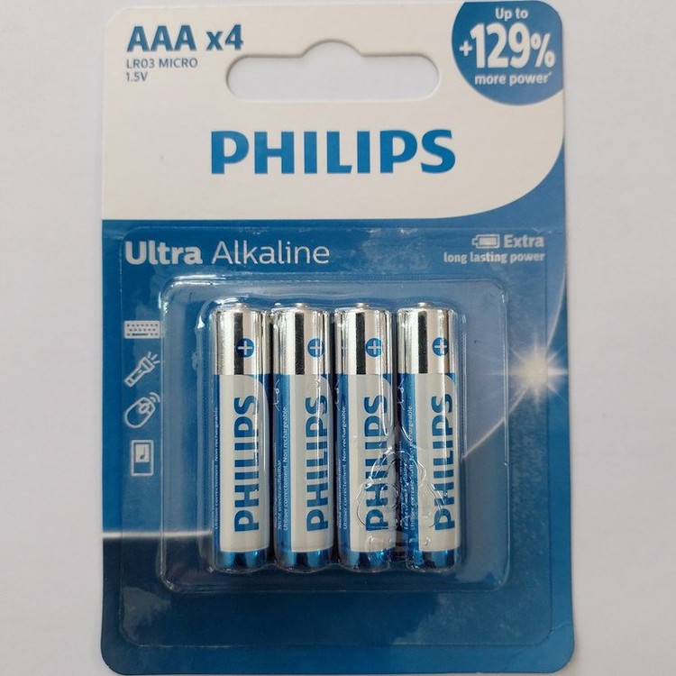 باتری نیم قلمی فیلیپس مدل Ultra Alkaline بسته چهار عددی