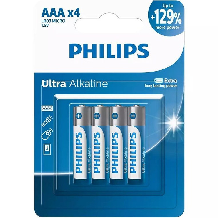 باتری نیم قلمی فیلیپس مدل Ultra Alkaline بسته چهار عددی