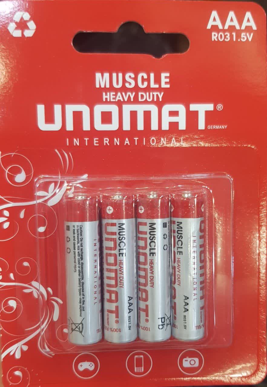 باتری نیم قلمی معمولی یونومات unomat بسته 4 عددی