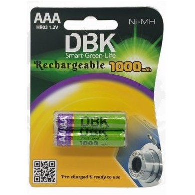 باطری نیم قلم شارژی DBK با ظرفیت 1000 میلی امپر