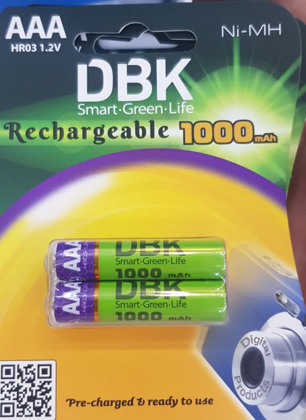 باطری نیم قلم شارژی DBK با ظرفیت 1000 میلی امپر