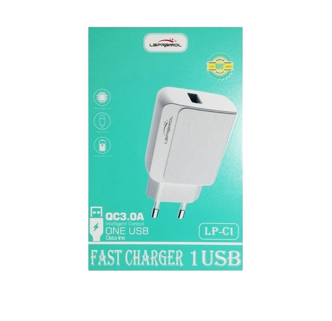 شارژر فست 15 وات لاپرامول مدل Lp-C1 به همراه کابل MicroUSB
