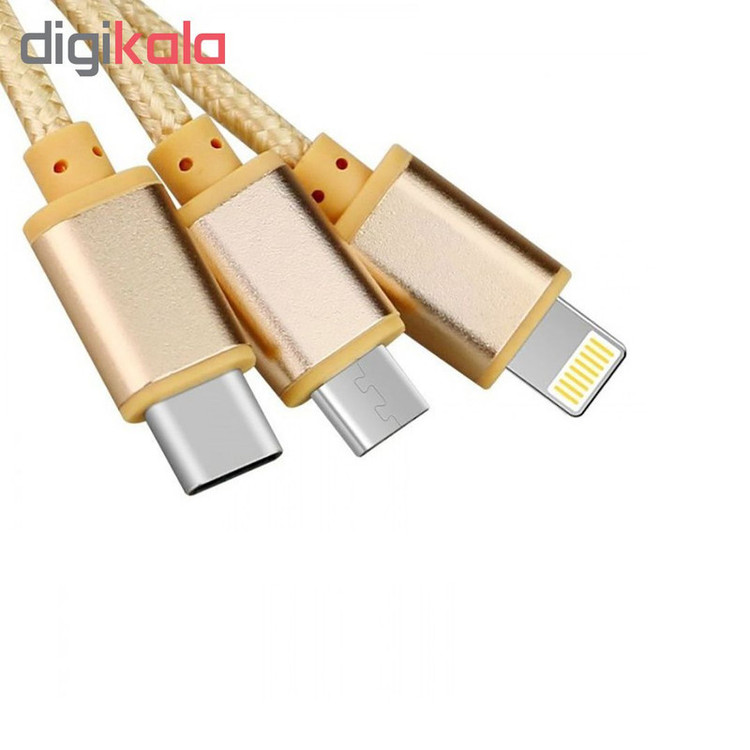 کابل تبدیل USB به microUSB / لایتینگ /USB-C ایکس-انرژی مدل X-303 طول 1 متر