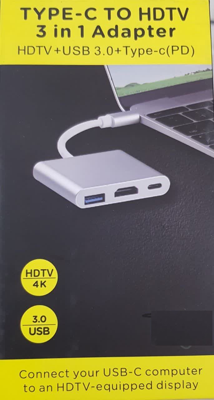 هاب تایپ C  به USB-C/HDMI/USB ایفورتک 3 در 1