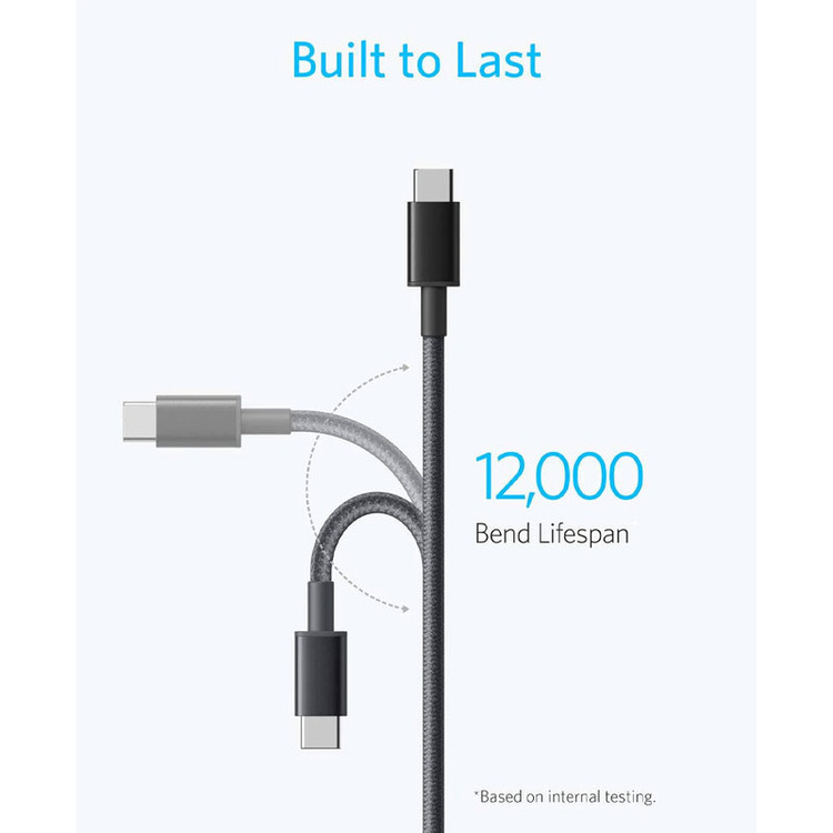 کابل شارژ USB-C به USB-C انکر مدل Nylon A8753 طول 1.8 متر