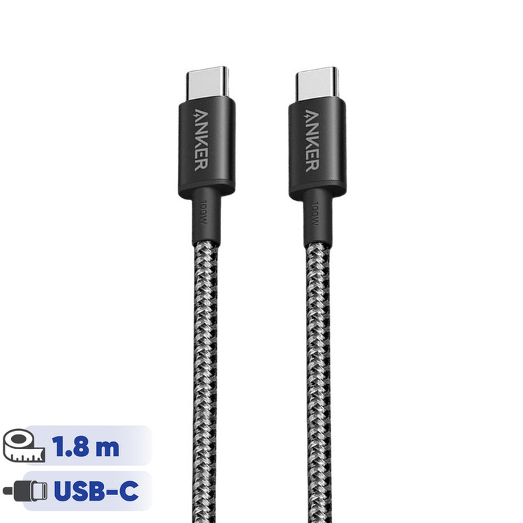 کابل شارژ USB-C به USB-C انکر مدل Nylon A8753 طول 1.8 متر