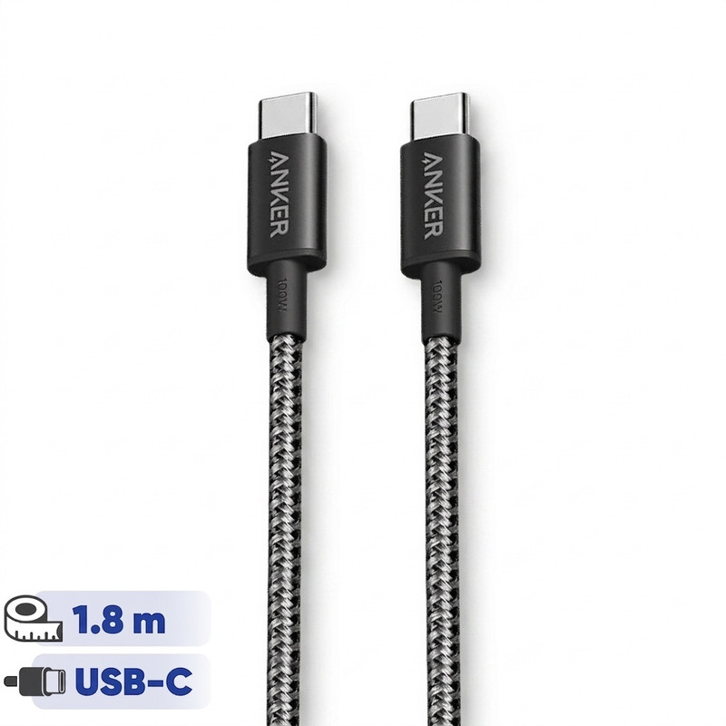 کابل شارژ USB-C به USB-C انکر مدل Nylon A8753 طول 1.8 متر