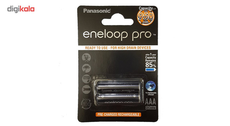 باتری نیم قلمی قابل شارژ پاناسونیک مدل Eneloop Pro ظرفیت ۹۵۰ میلی آمپر ساعت بسته ۲ عددی