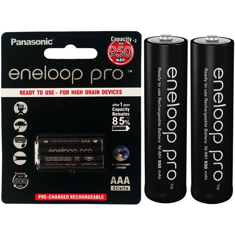 باتری نیم قلمی قابل شارژ پاناسونیک مدل Eneloop Pro ظرفیت ۹۵۰ میلی آمپر ساعت بسته ۲ عددی
