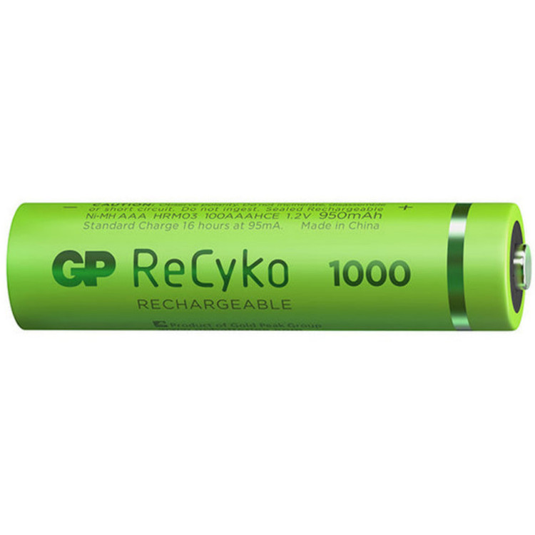 باتری نیم قلمی قابل شارژ جی پی مدل (Rechargeable Recyko 950 (1000 series بسته دو عددی GP AAA